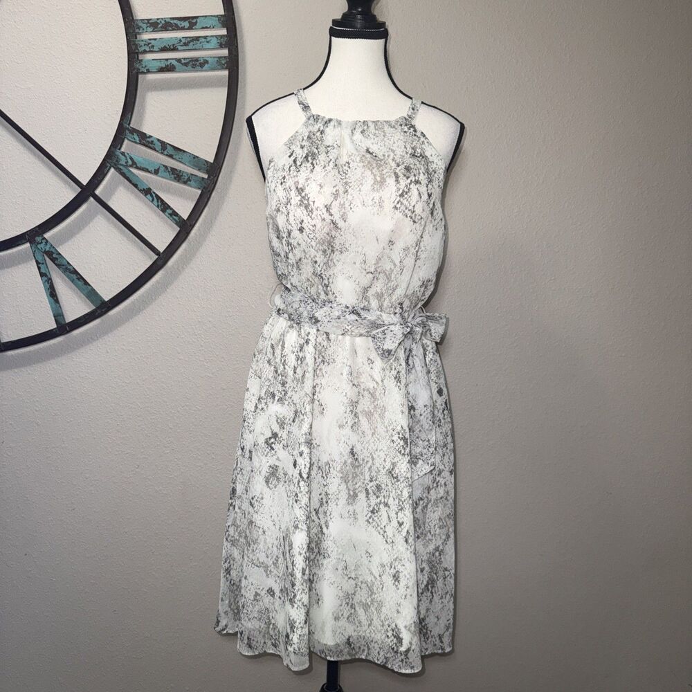 Banana Republic Dress Size 4 NWT Snake Print Lined Halter Tie Belt